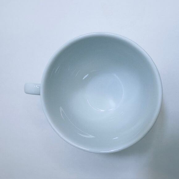 Williams-Sonoma Flat Cup Brasserie Blue Set of 4 White w/Blue Band Japan - Picture 10 of 14